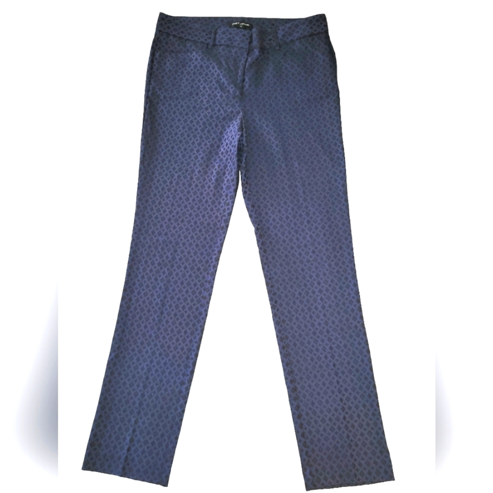 Mario Serrani Italy Navy & Black Diamond Jacquard Slim Ankle Pants Size 8